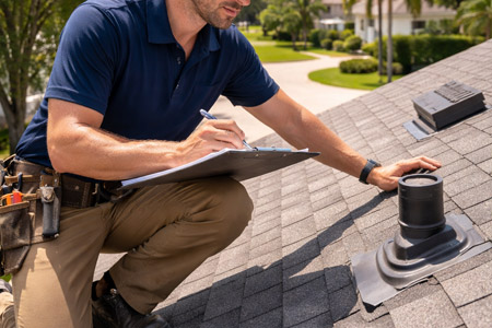 Roof inspection on residential property