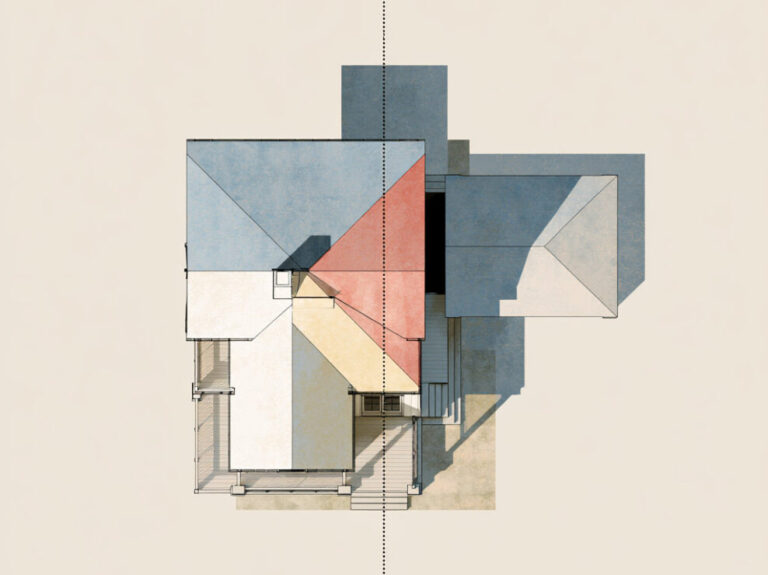 Diagram showing how the Florida 25 percent rule applies per roof section, not per house